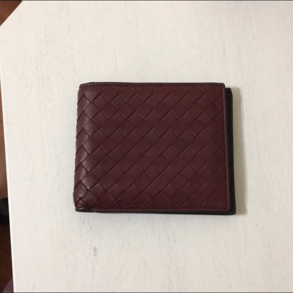 Bottega Veneta Bi Fold Wallet Burgundy